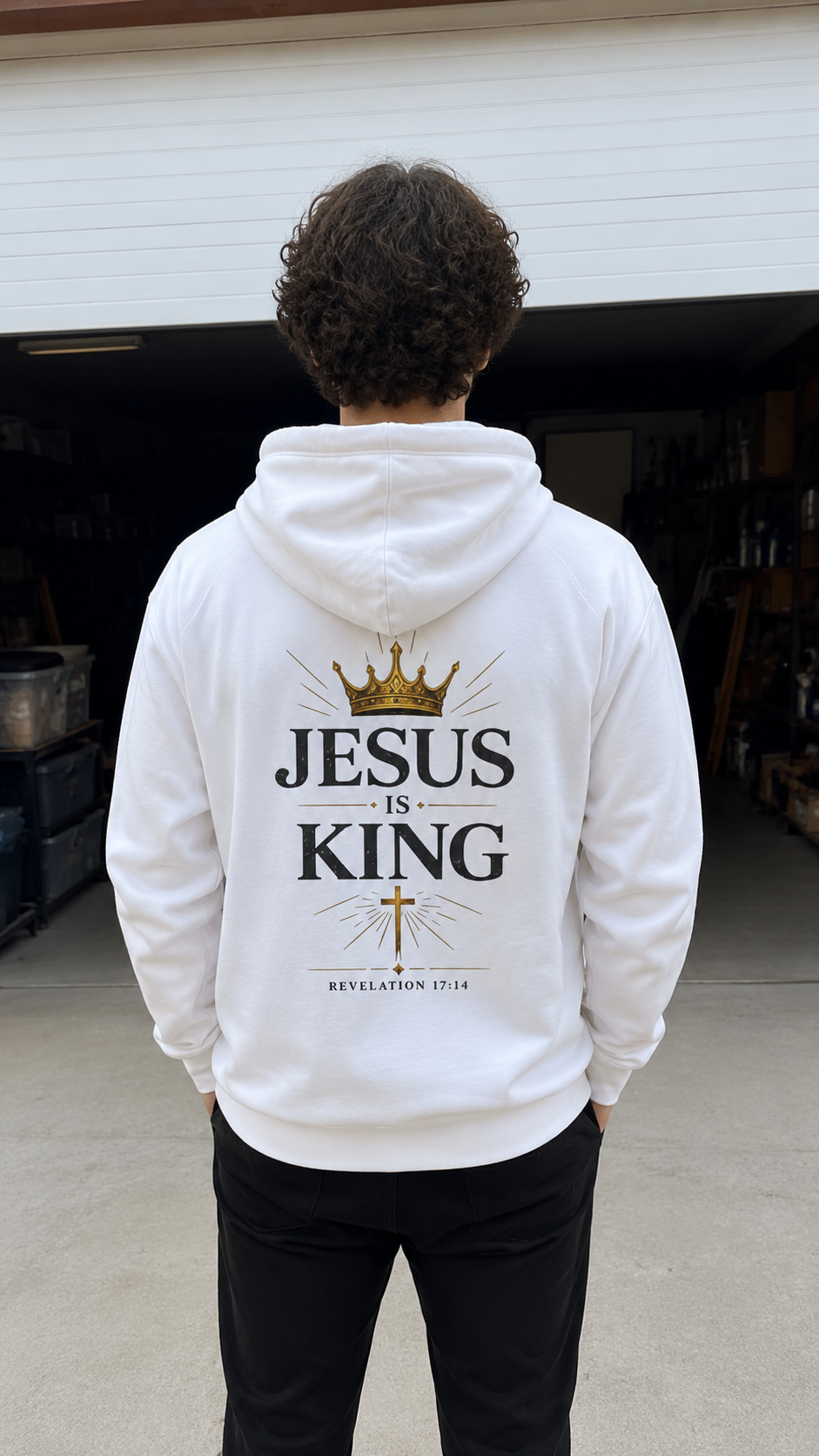 Jesus Is King Hoodie — Christian Faith Pullover with Crown & Cross