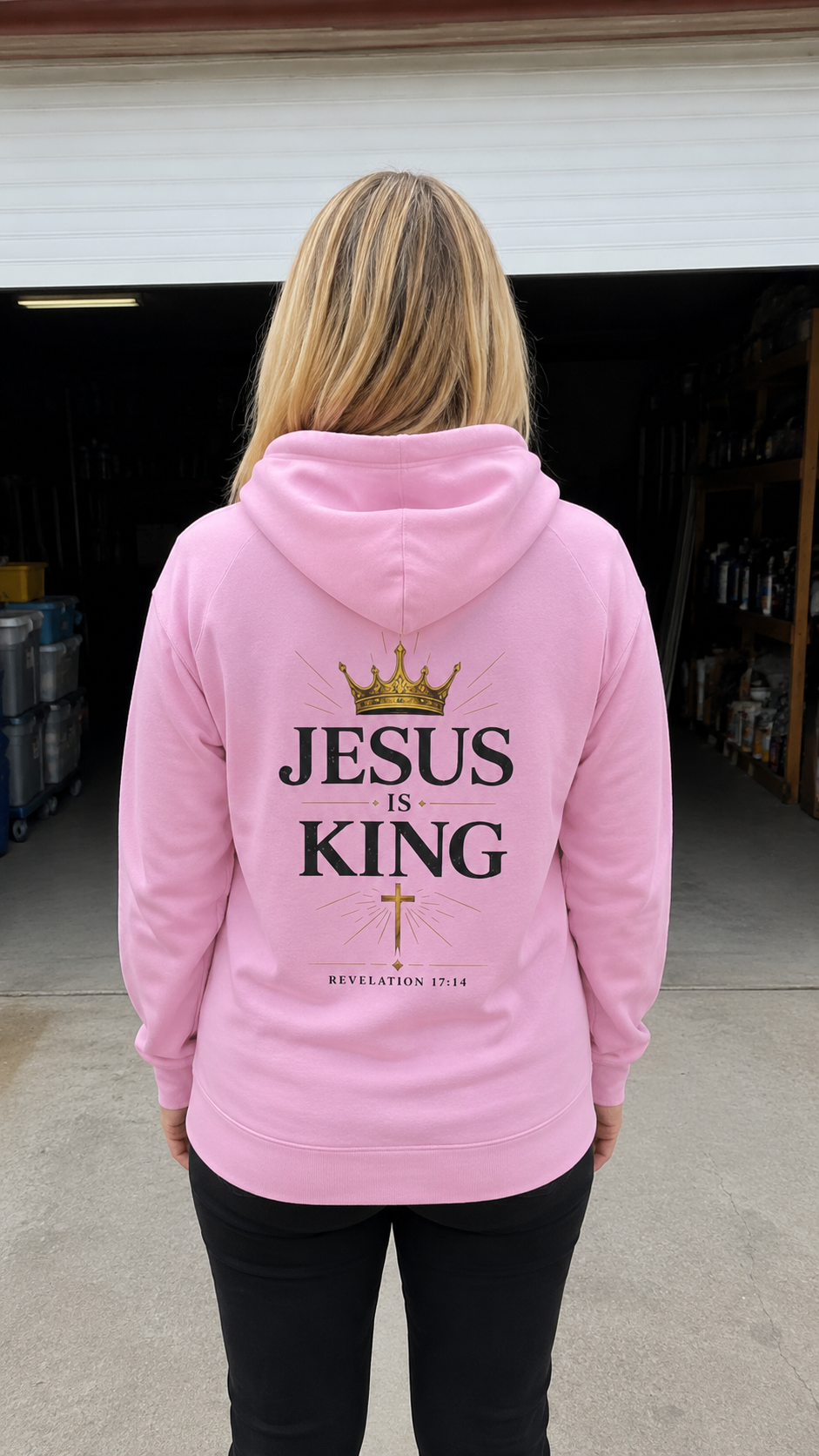 Jesus Is King Hoodie — Christian Faith Pullover with Crown & Cross